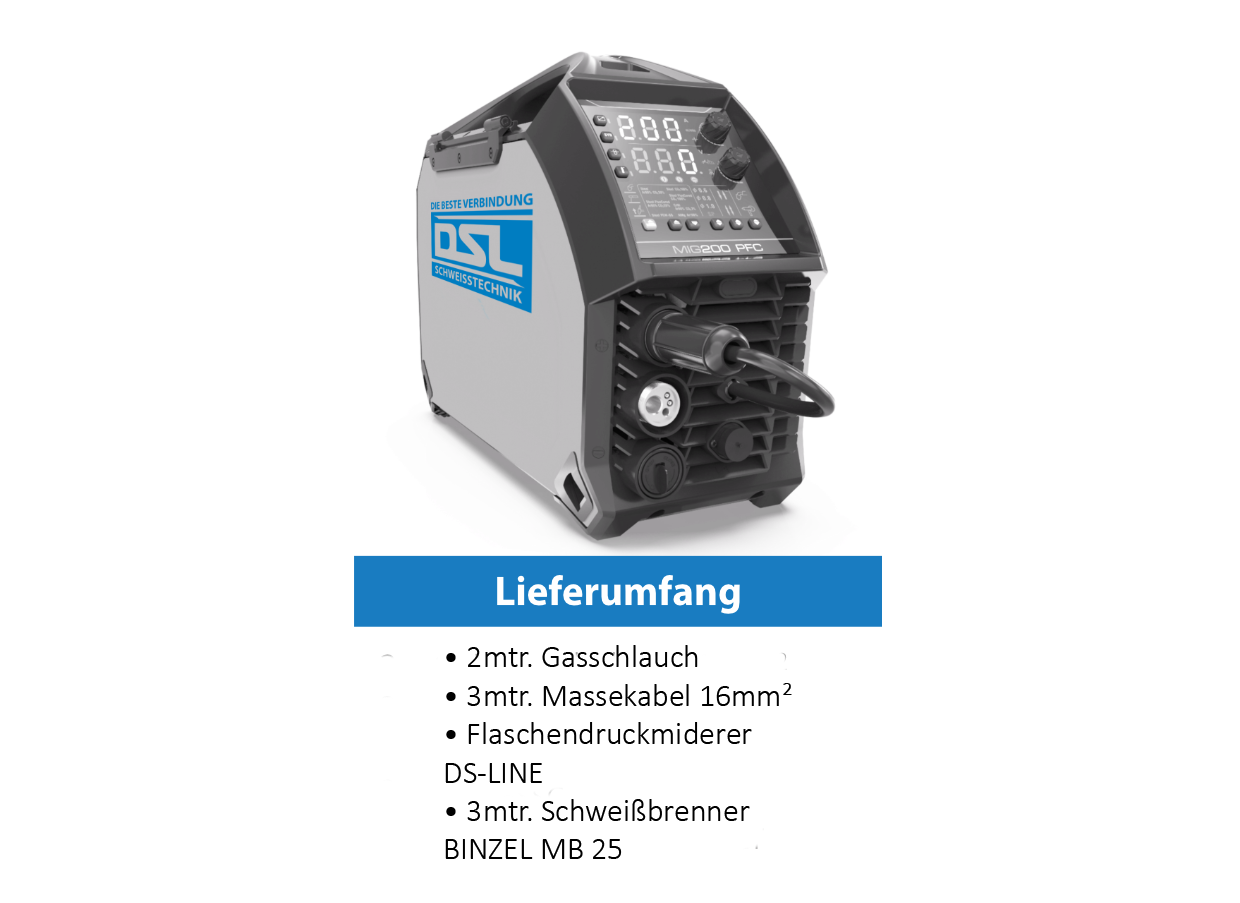 MIG/MAG-Multiprozess-Schweißgerät DS-Line MIG 200 PFC - Set